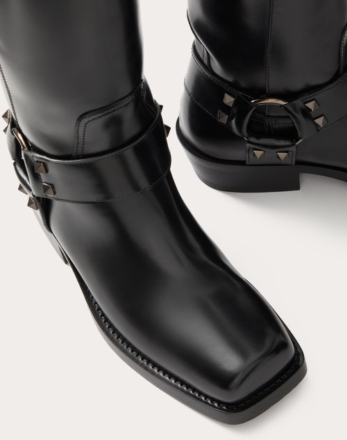 Red Valentino STIVALE BIKER ROCKSTUD IN VITELLO 40MM Liquidazione