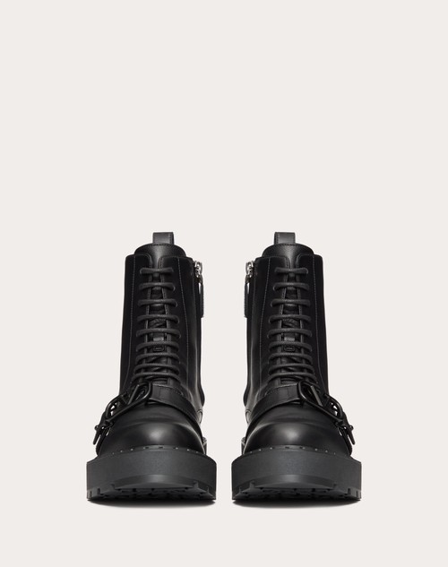 Red Valentino COMBAT BOOT VLOGO SIGNATURE IN VITELLO 45MM Promozione temporanea