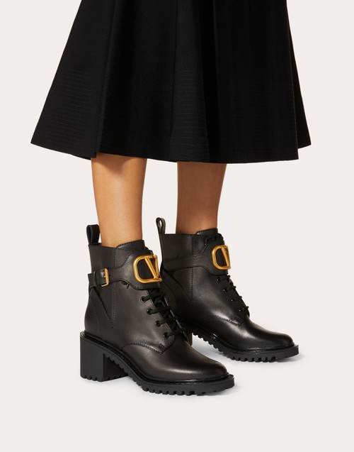 Red Valentino COMBAT BOOT VLOGO SIGNATURE IN VITELLO 70MM Super sconto