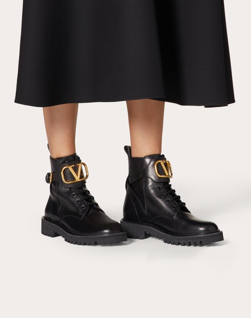 Red Valentino COMBAT BOOT VLOGO SIGNATURE IN VITELLO 35MM Enormi sconti