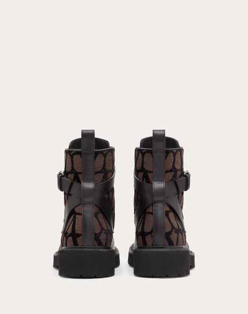 Red Valentino COMBAT BOOT VLOGO SIGNATURE IN VITELLO E TOILE ICONOGRAPHE 35MM 50% di sconto con spedizione gratuita