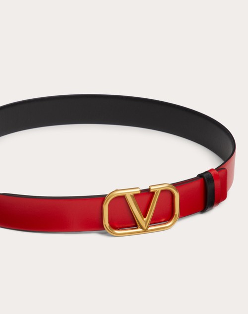Red Valentino CINTURA REVERSIBILE VLOGO SIGNATURE IN VITELLO LUCIDO 30 MM Promozione