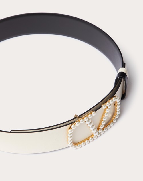 Red Valentino CINTURA REVERSIBILE VLOGO SIGNATURE IN VITELLO LUCIDO CON PERLE 40 MM Qualità Garantita