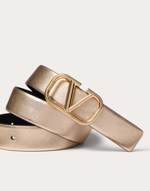 Red Valentino CINTURA REVERSIBILE VLOGO SIGNATURE IN VITELLO METALLIZZATO E VITELLO LUCIDO 30 MM Fino Al -60%