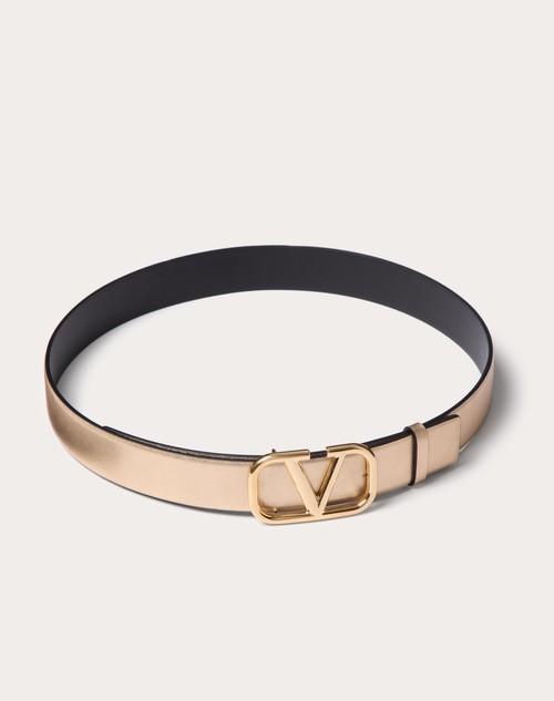 Red Valentino CINTURA REVERSIBILE VLOGO SIGNATURE IN VITELLO METALLIZZATO E VITELLO LUCIDO 30 MM Fino Al -60%