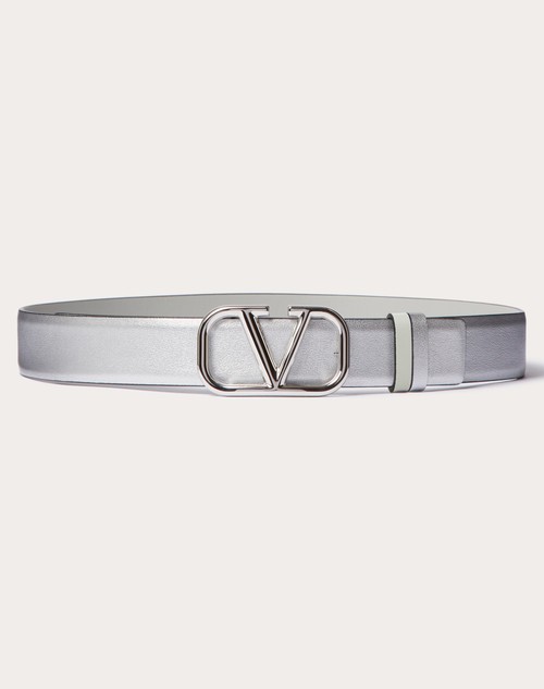 Red Valentino CINTURA REVERSIBILE VLOGO SIGNATURE IN VITELLO METALLIZZATO E VITELLO LUCIDO 30 MM Sottocosto