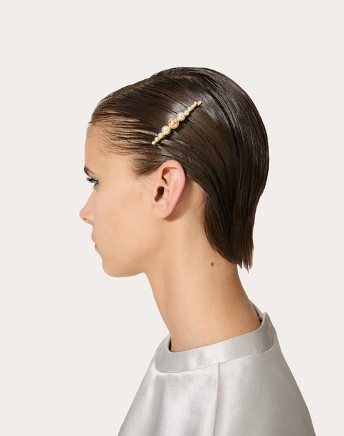 Red Valentino FERMAGLIO PER CAPELLI VLOGO SIGNATURE IN METALLO E PERLE Moda