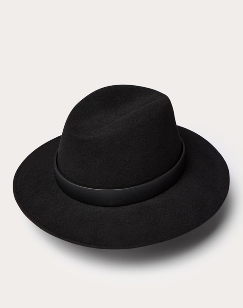 Red Valentino CAPPELLO FEDORA VLOGO SIGNATURE IN TESSUTO LAPIN E PELLE Comprare a buon mercato