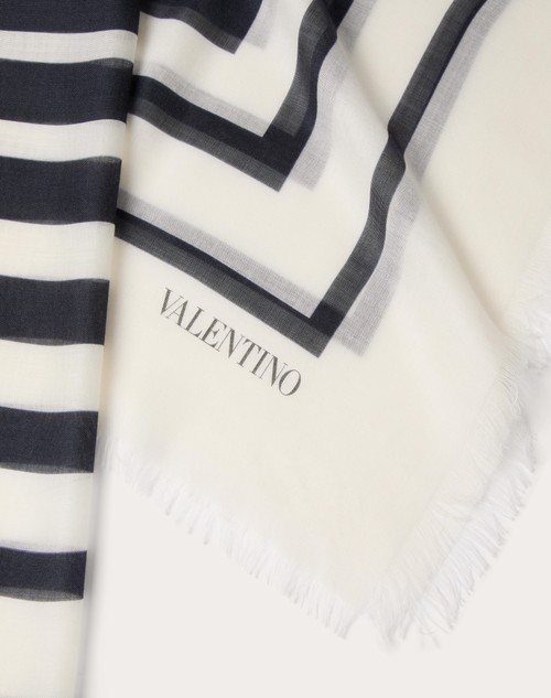 Red Valentino SCIALLE BARRÉ DEGRADÉ IN CACHEMIRE E SETA Liquidazione