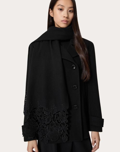 Red Valentino SCIARPA LACE IN LANA E CACHEMIRE CON DETTAGLIO IN PIZZO MACRAME' Rilascio limitato