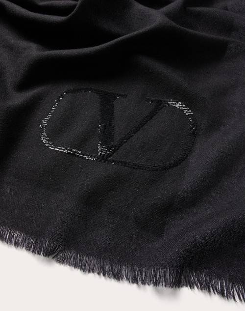 Red Valentino SCIALLE VLOGO SIGNATURE IN CASHMERE E SETA CON LOGO IN LUREX Promozione temporanea