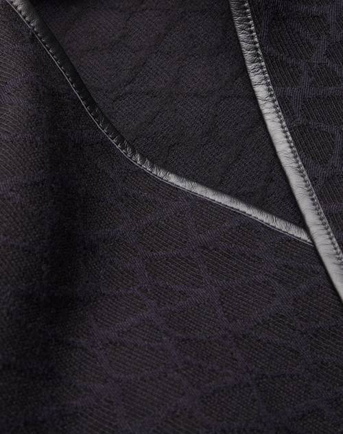 Red Valentino PONCHO TOILE ICONOGRAPHE IN LANA CON PROFILI IN PELLE Sostegno trimestrale