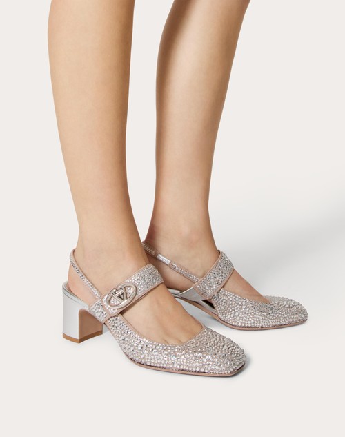 Red Valentino DÉCOLLETÉ SLINGBACK MARY-JANE VLOGO LOCKER CON CRISTALLI 60MM Enormi sconti