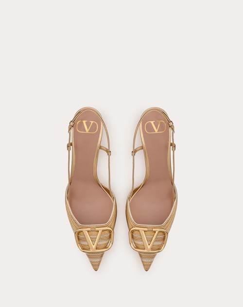 Red Valentino DÉCOLLETÉ SLINGBACK VLOGO SIGNATURE METALIZZATO CON RICAMO CORNELY 80MM Esporta salva