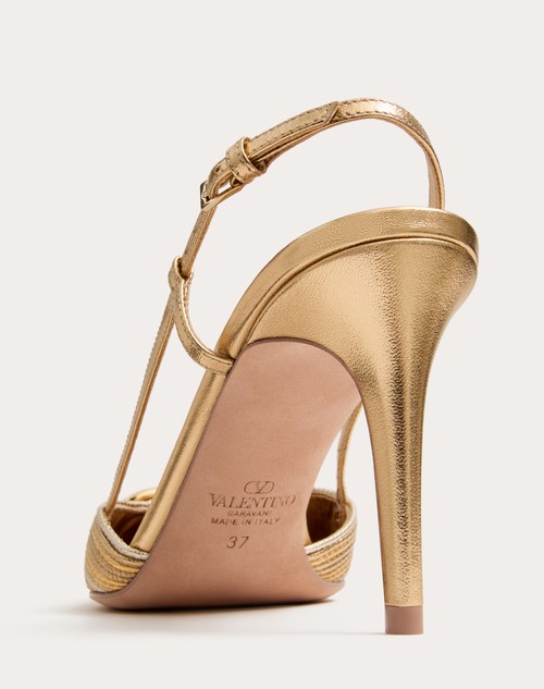 Red Valentino DÉCOLLETÉ SLINGBACK VLOGO SIGNATURE METALIZZATO CON RICAMO CORNELY 80MM Esporta salva