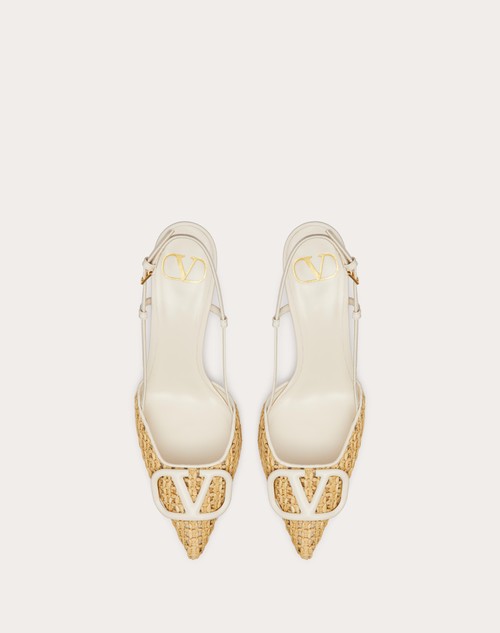 Red Valentino DÉCOLLETÉ SLINGBACK VLOGO SIGNATURE IN RAFIA INTRECCIATA 80MM Italia