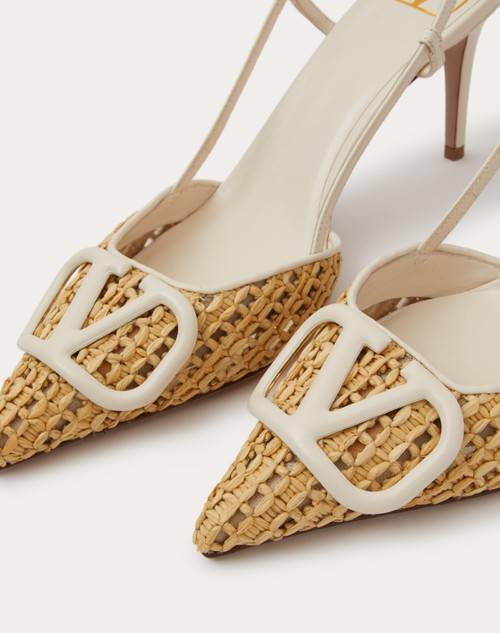 Red Valentino DÉCOLLETÉ SLINGBACK VLOGO SIGNATURE IN RAFIA INTRECCIATA 80MM Italia