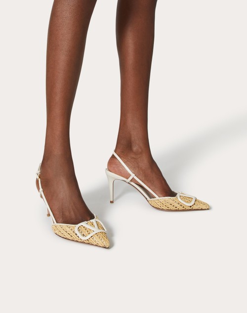 Red Valentino DÉCOLLETÉ SLINGBACK VLOGO SIGNATURE IN RAFIA INTRECCIATA 80MM Italia