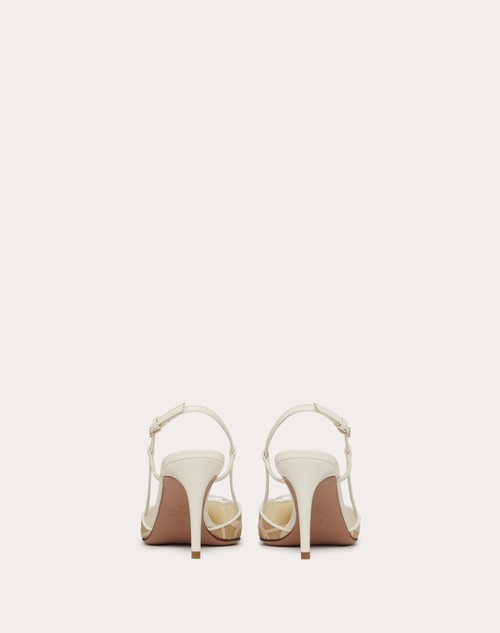 Red Valentino DÉCOLLETÉ SLINGBACK VLOGO SIGNATURE IN RAFIA TOILE ICONOGRAPHE 80MM In Linea