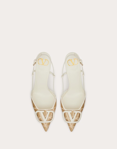 Red Valentino DÉCOLLETÉ SLINGBACK VLOGO SIGNATURE IN RAFIA TOILE ICONOGRAPHE 80MM In Linea