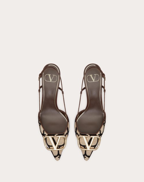 Red Valentino DÉCOLLETÉ SLINGBACK VLOGO SIGNATURE IN TOILE ICONOGRAPHE 80MM Nuovo