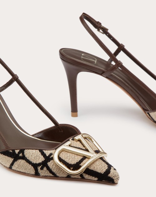Red Valentino DÉCOLLETÉ SLINGBACK VLOGO SIGNATURE IN TOILE ICONOGRAPHE 80MM Nuovo