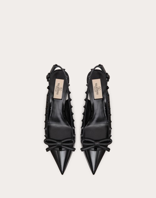 Red Valentino DÉCOLLETÉ SLINGBACK ROCKSTUD BOW IN VERNICE E BORCHIE IN TONO 60MM Fino Al -60%