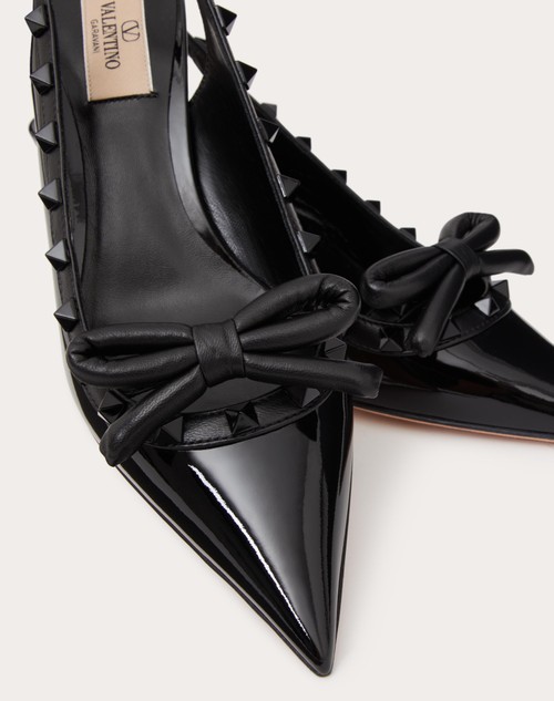 Red Valentino DÉCOLLETÉ SLINGBACK ROCKSTUD BOW IN VERNICE E BORCHIE IN TONO 60MM Fino Al -60%