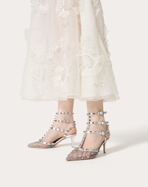 Red Valentino DÉCOLLETÉ ROCKSTUD IN RETE CON CRISTALLI E CINTURINI 65MM Sottocosto