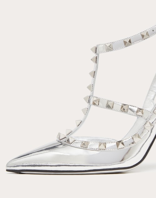 Red Valentino DÉCOLLETÉ ROCKSTUD IN SPECCHIO CON CINTURINI E BORCHIE IN TONO 100MM In Vendita