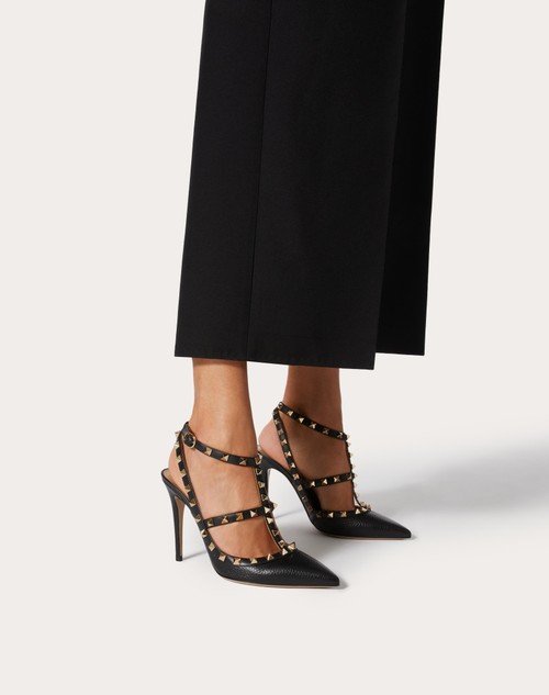 Red Valentino DÉCOLLETÉ ROCKSTUD IN VITELLO GRANATO CON CINTURINI 100MM Hotsell