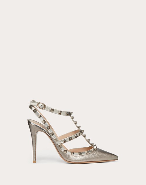 Red Valentino DÉCOLLETÉ ROCKSTUD METALLIZZATA CON CINTURINI 100MM Saldi Di Fabbrica
