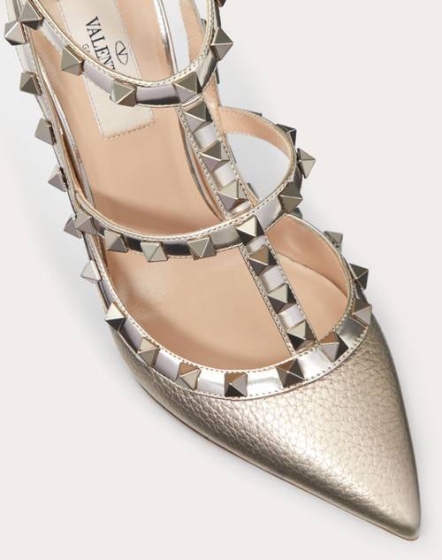 Red Valentino DÉCOLLETÉ ROCKSTUD METALLIZZATA CON CINTURINI 100MM Saldi Di Fabbrica