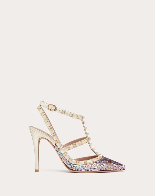 Red Valentino DÉCOLLETÉ ROCKSTUD CON RICAMO PAILLETTES E CINTURINI 100MM I Più Venduti