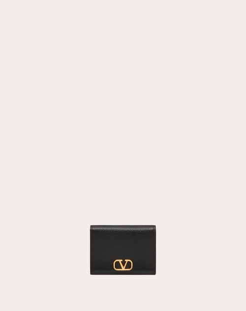 Red Valentino PORTAFOGLIO COMPATTO VLOGO SIGNATURE IN VITELLO GRANATO Fornitura limitata