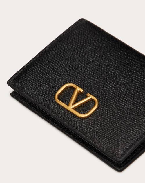 Red Valentino PORTAFOGLIO COMPATTO VLOGO SIGNATURE IN VITELLO GRANATO Fornitura limitata