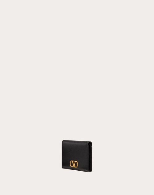 Red Valentino PORTAFOGLIO COMPATTO VLOGO SIGNATURE IN VITELLO GRANATO Fornitura limitata