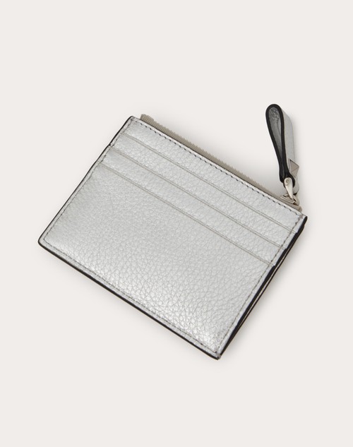 Red Valentino PORTACARTE CON ZIP ROCKSTUD IN VITELLO GRANATO METALLIZZATO Cyber Monday