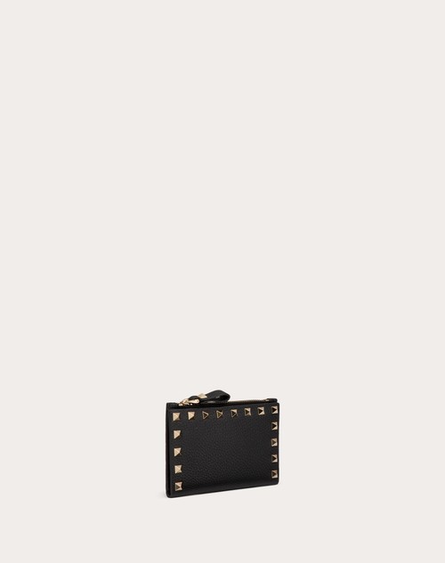 Red Valentino PORTACARTE CON ZIP ROCKSTUD IN VITELLO GRANATO Vendita calda