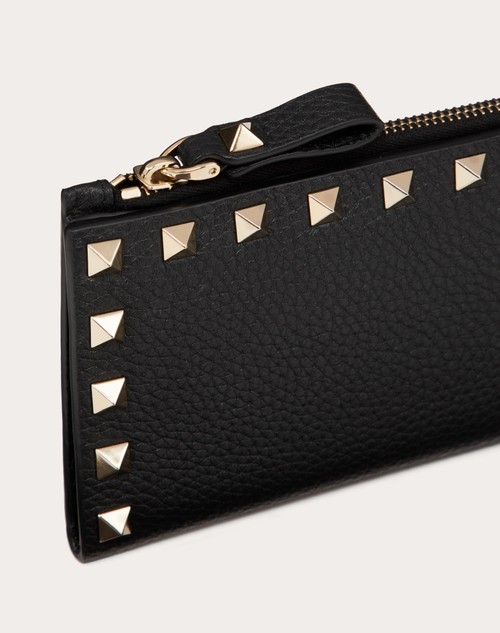 Red Valentino PORTACARTE CON ZIP ROCKSTUD IN VITELLO GRANATO Latest fashion