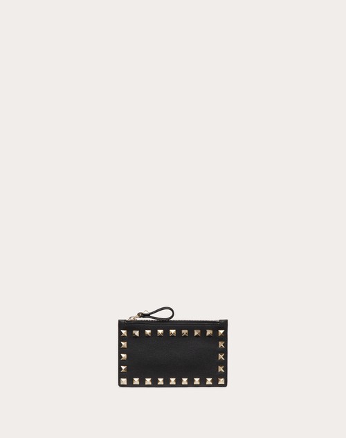 Red Valentino PORTACARTE CON ZIP ROCKSTUD IN VITELLO Offerta temporanea