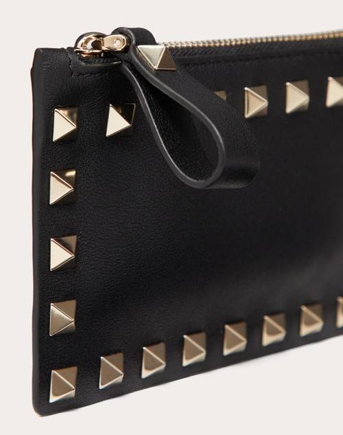 Red Valentino PORTACARTE CON ZIP ROCKSTUD IN VITELLO Offerta temporanea