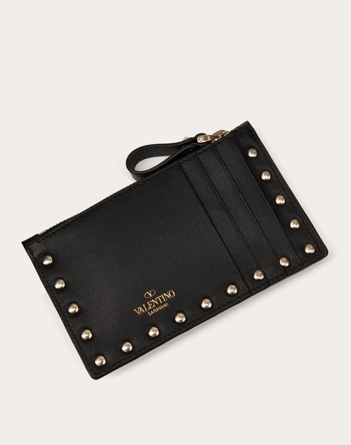 Red Valentino PORTACARTE CON ZIP ROCKSTUD IN VITELLO Offerta temporanea