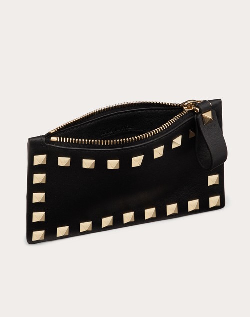 Red Valentino PORTACARTE CON ZIP ROCKSTUD IN VITELLO Offerta temporanea