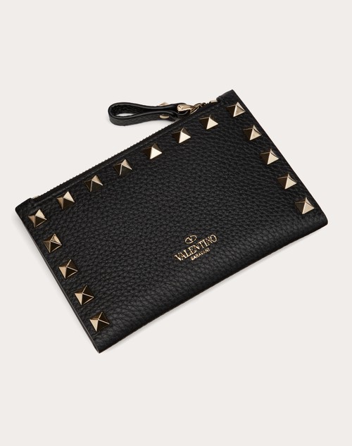 Red Valentino PORTACARTE CON ZIP ROCKSTUD IN VITELLO GRANATO Lightning offer