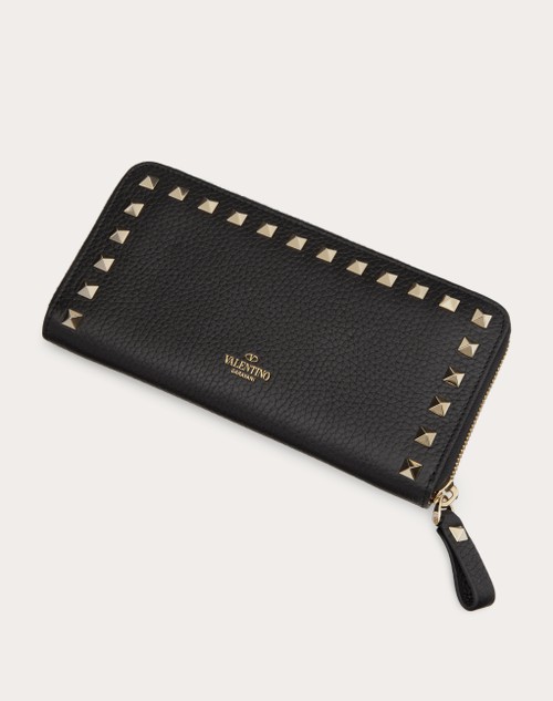 Red Valentino PORTAFOGLIO CON ZIP ROCKSTUD IN VITELLO GRANATO Grandi sconti