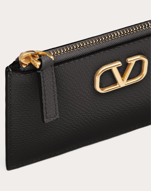 Red Valentino PORTACARTE VLOGO SIGNATURE IN VITELLO GRANATO Liquidazione