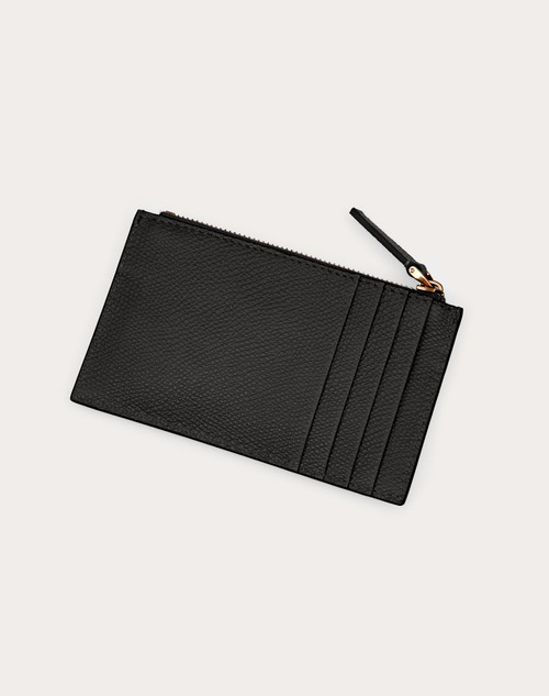 Red Valentino PORTACARTE VLOGO SIGNATURE IN VITELLO GRANATO Liquidazione