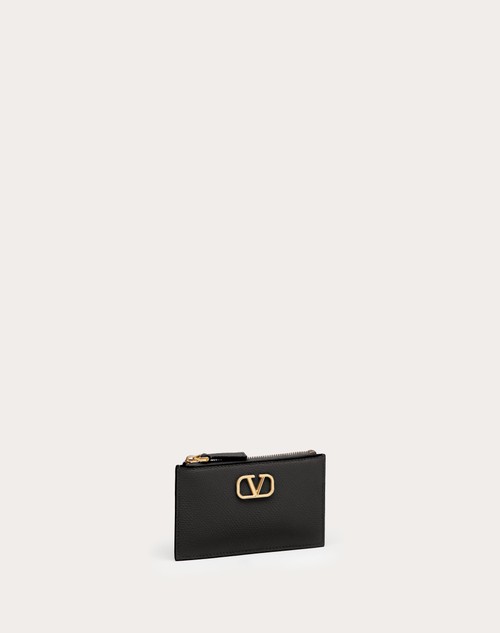 Red Valentino PORTACARTE VLOGO SIGNATURE IN VITELLO GRANATO Liquidazione