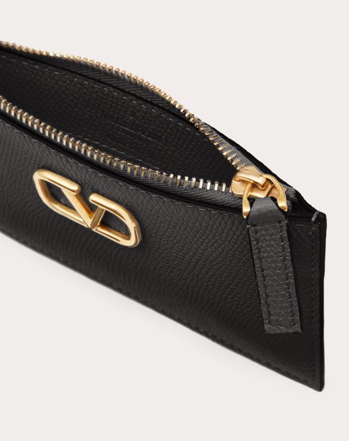 Red Valentino PORTACARTE VLOGO SIGNATURE IN VITELLO GRANATO Liquidazione